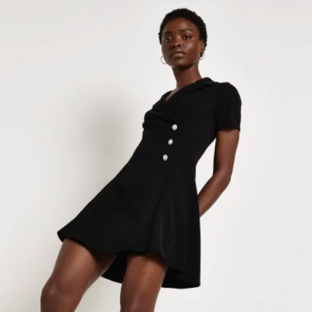 NWOT River Island Side Shift Black Mini Dress